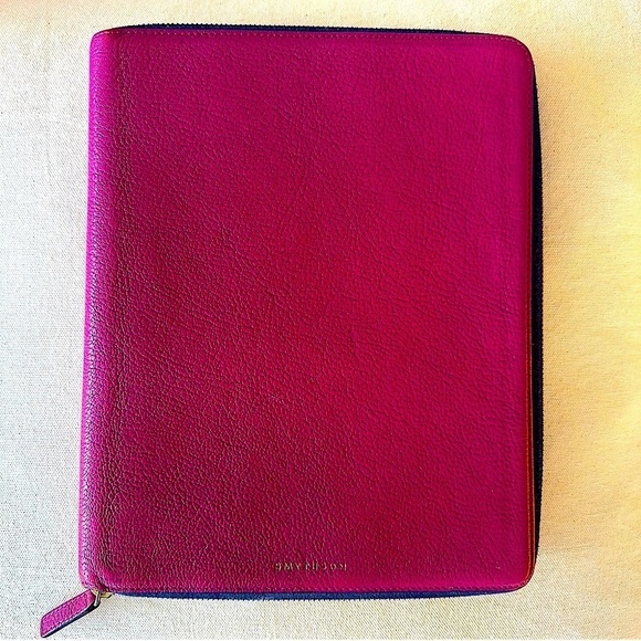 SMYTHSON Leather iPad Case 9.7” Fuschia Goatskin Zip Closure - Picture 4 of 14